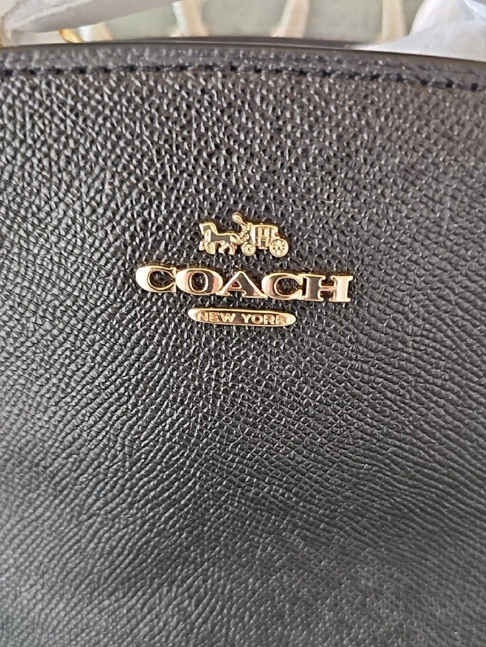 Coach Black Pebbled Leather Satchel with Gold Accents - Picture 12 of 12